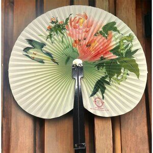 Shanghai Arts Paper Folding Fan Hand Held Vintage Birds Flowers Nature